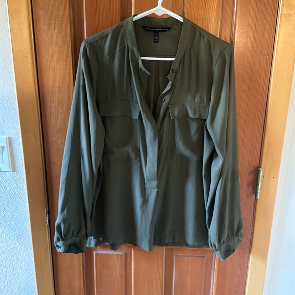 White House black market blouse, green, size M